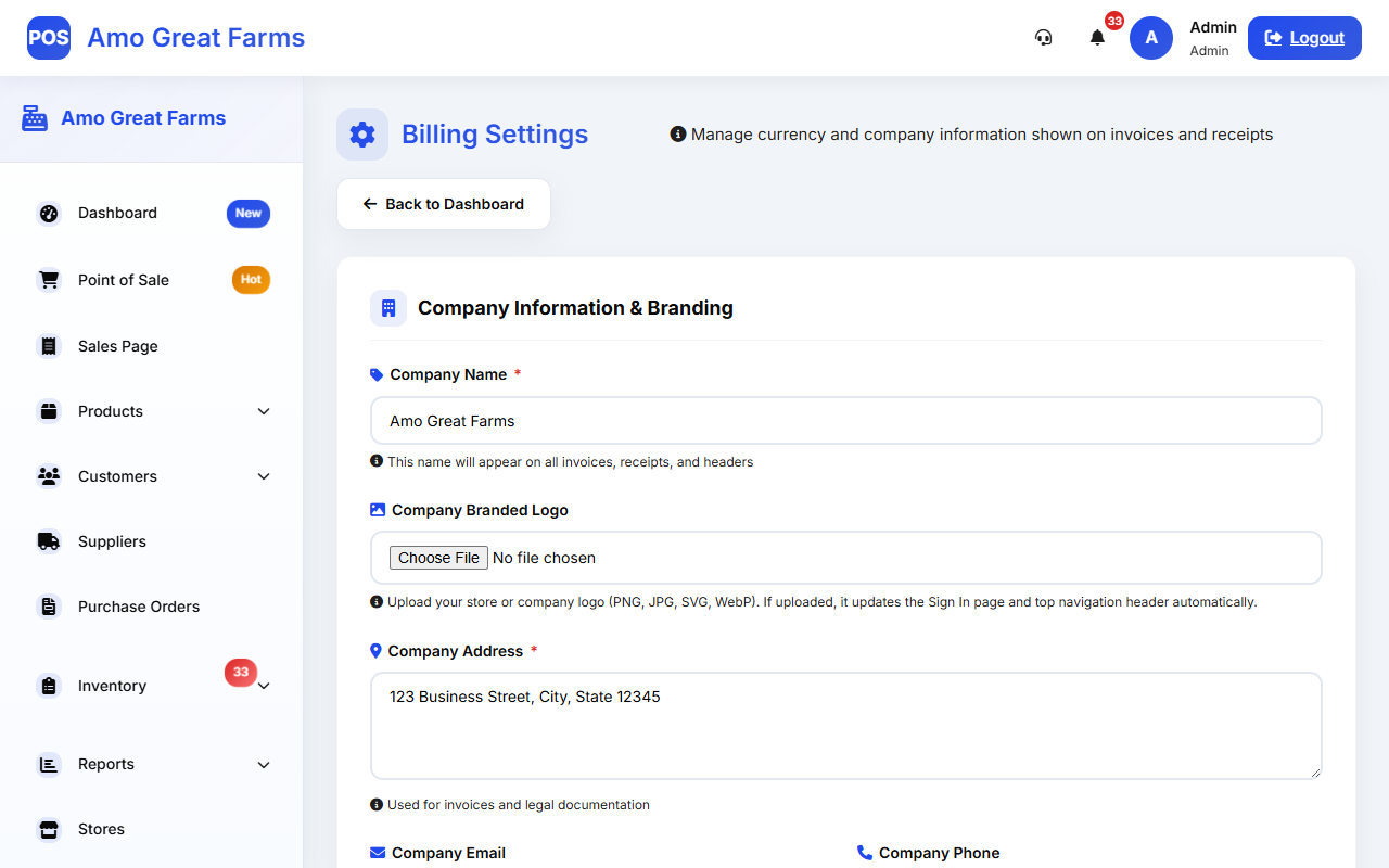 Billing & System Settings