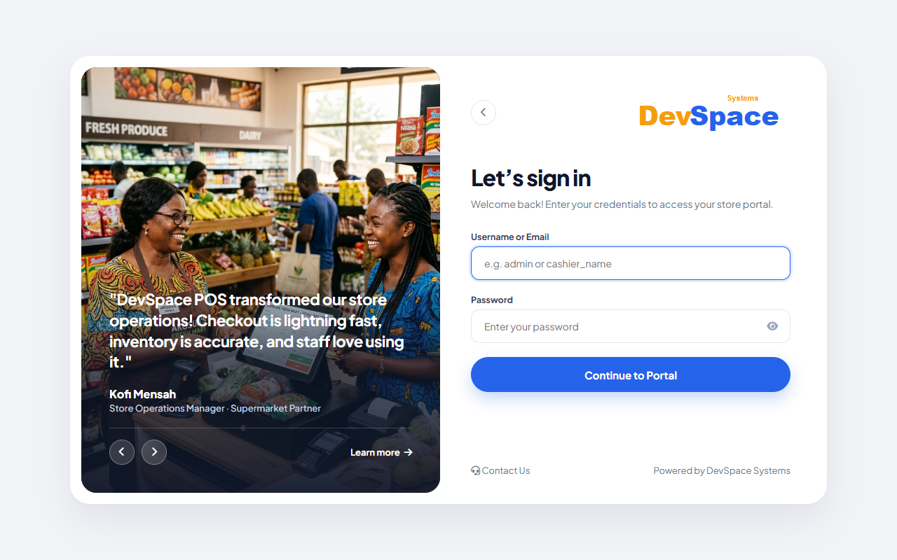 POS System Login Screen