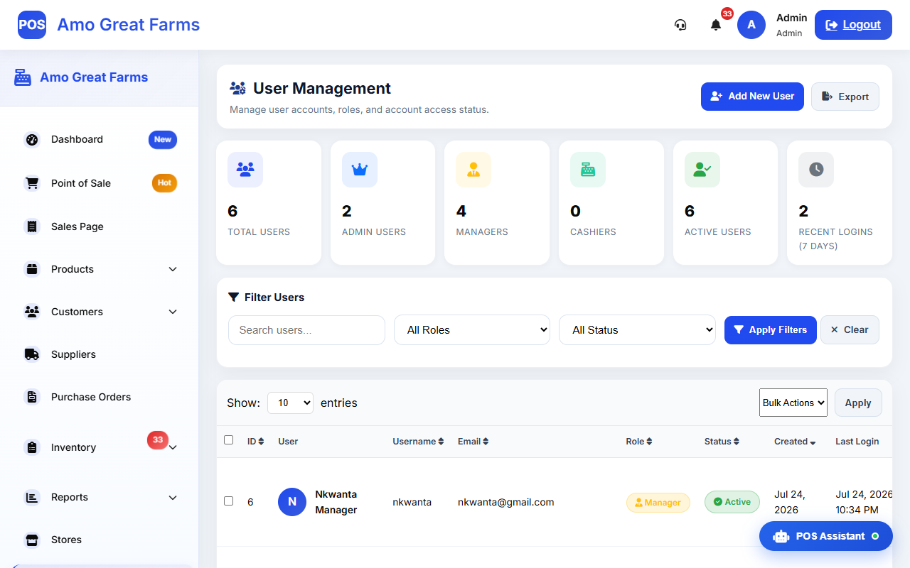 User Management Interface